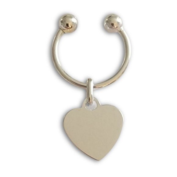 sterling silver heart and hoop keychain  new 925 engravable! - Picture 2 of 2